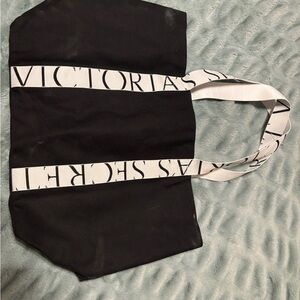 Victoria's Secret Black Tote with White Logo Straps